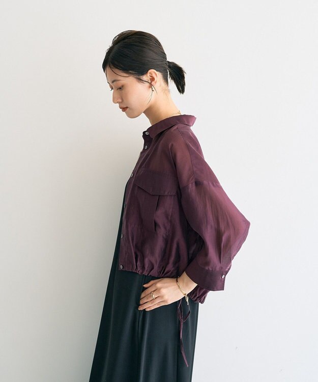 YECCA VECCA 【2点SET】シアーシャツ×Aラインキャミワンピース Purple