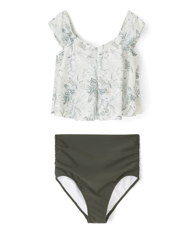 San-ai Resort（三愛水着楽園） プリントワンピ見えビキニ　9M・11L　【San-ai Resort（サンアイリゾート）】 カーキ