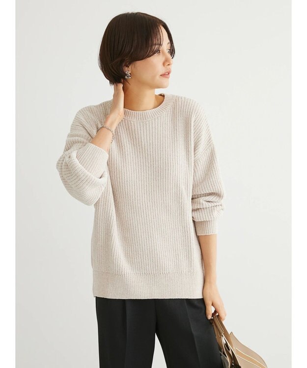 Green Parks ベロアモールニットプルオーバー Beige