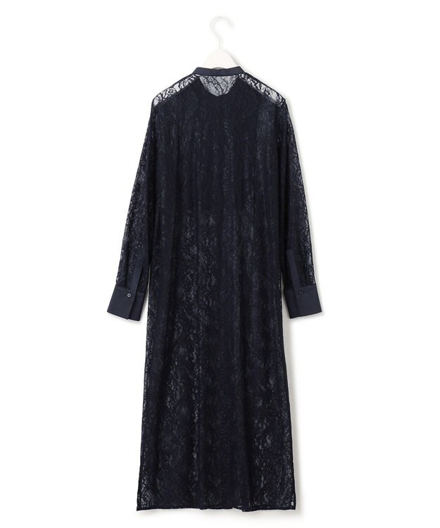 ICB 【洗える】ナイロンラッセルレース シャツワンピース ネイビー系