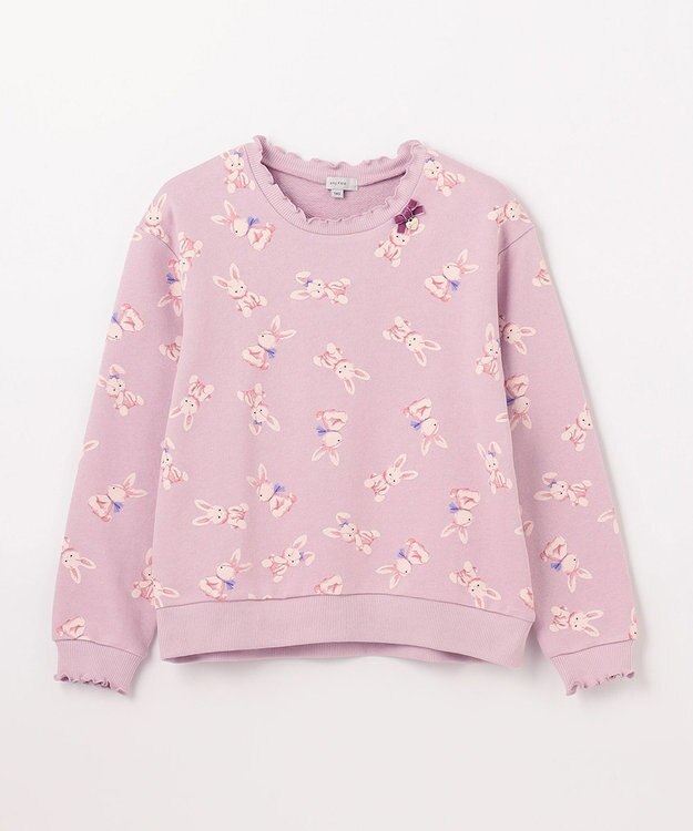 ANY KIDS アニマル 総柄 トレーナー ラベンダー×ウサギ