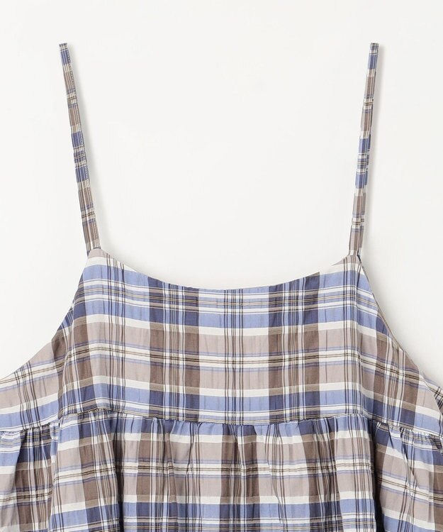 ANY チェックシャーリングワンピース ブラウン×ブルー