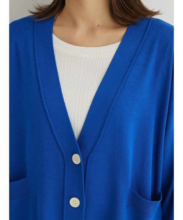 Green Parks 洗える　ショート丈カーディガン Blue