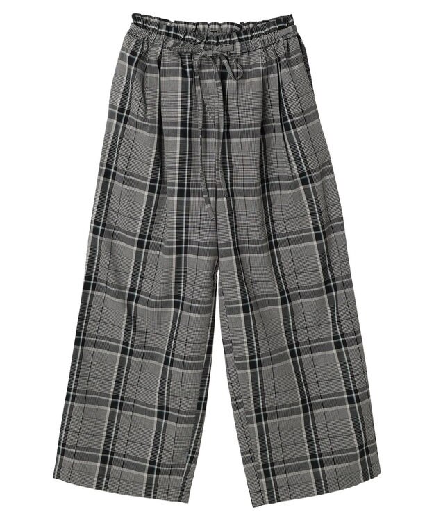 Green Parks 綿麻混バギーパンツ Check Black