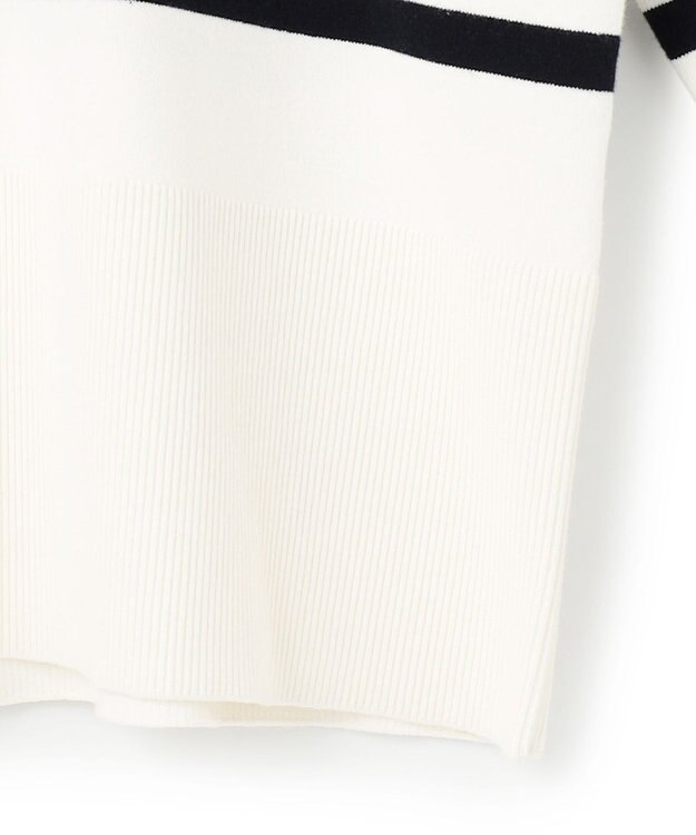 uncrave スウェットライクニット スキッパートップス オフ×ネイビーボーダー