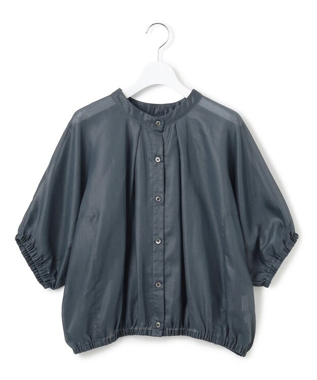 23区 S 【洗える】ソフトシアーフィルム コンパクト ブラウス ダークグリーン系