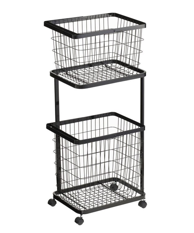 tower ランドリーワゴン+バスケット タワー ブラック ブラック