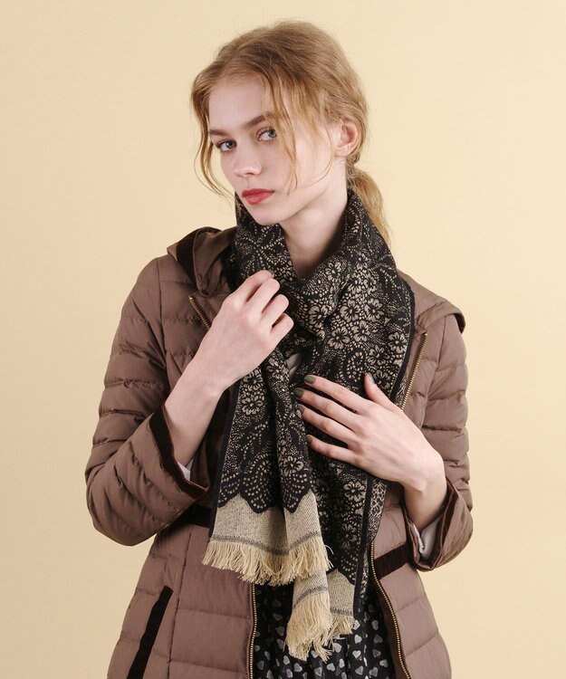 TOCCA JAQUARD LACE STOLE ストール ブラック系