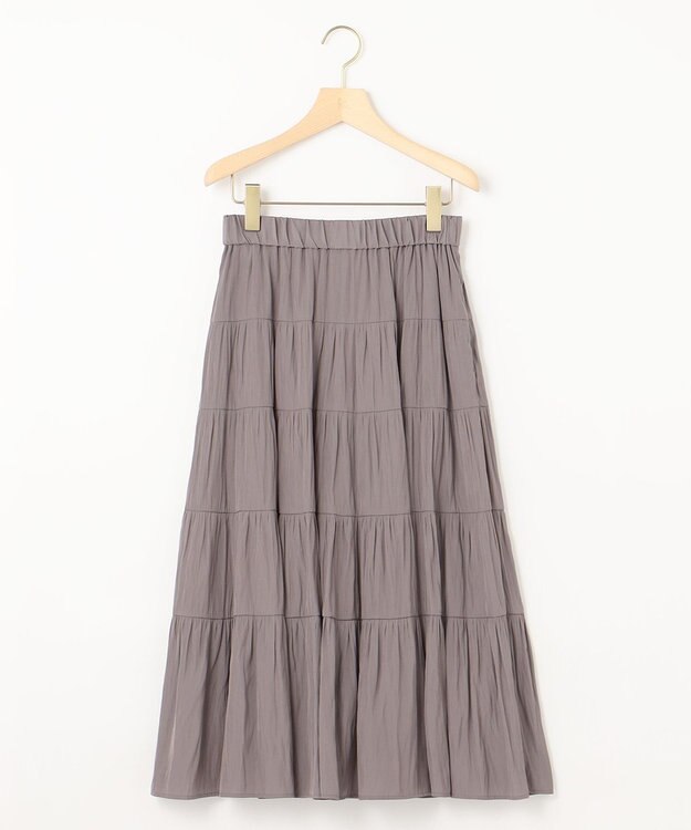 組曲 ギャザーライトデシン ティアードスカート グレー系