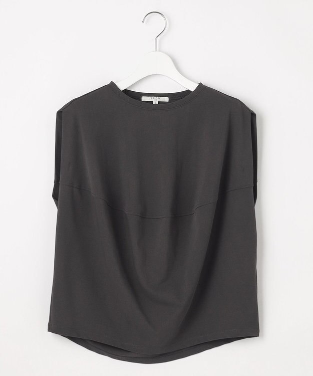 23区 【SLOW/一部店舗限定】ライトツイストコットン 切り替えデザイン Tシャツ グレー系