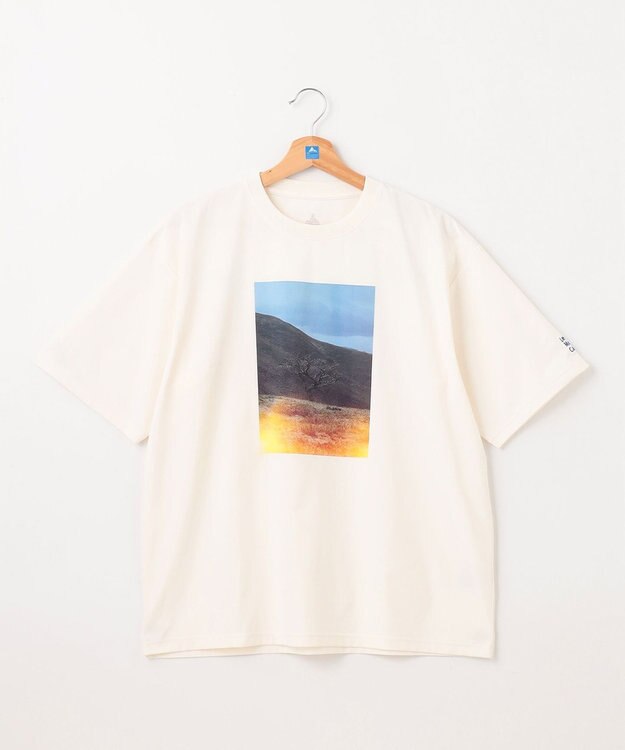 SHARE PARK MENS 【UVカット・吸水速乾・ストレッチ・軽量 】コラボフォトプリントTシャツ（L・XLサイズ） ホワイト系