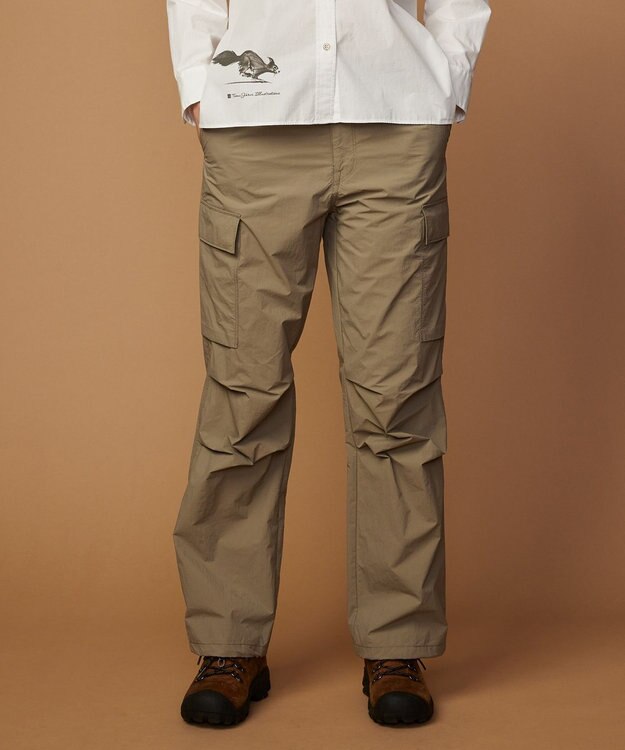 JOSEPH ABBOUD MOUNTAIN 【CREA掲載・レディースシルエット・ECO撥水/抗菌性/軽量】タスランワッシャー クライミングカーゴ パンツ ベージュ系