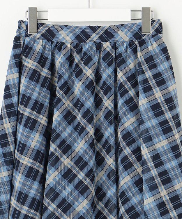 Feroux 楊柳チェックフレア スカート ネイビー系2