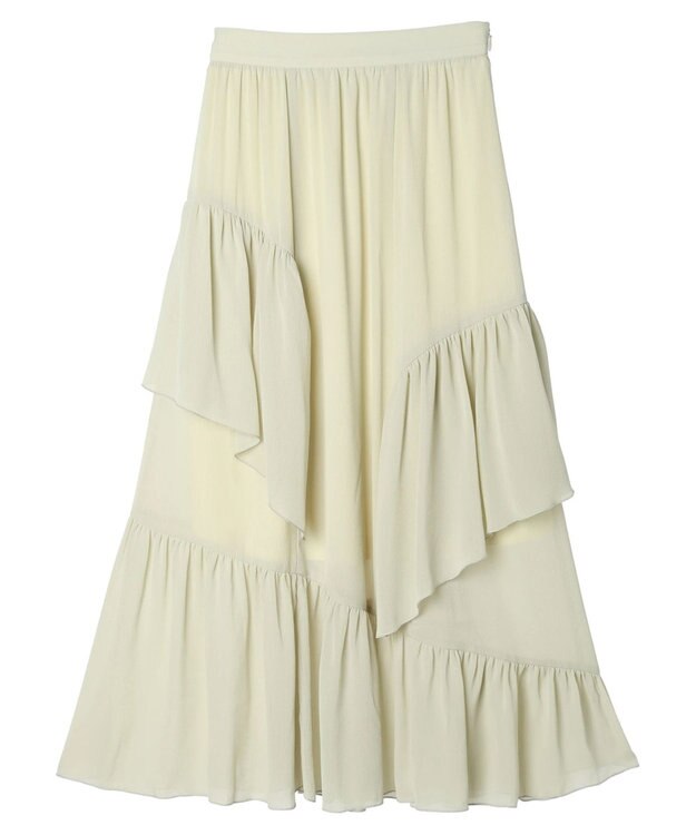 earth music&ecology シアー楊柳アシメティアードスカート Green