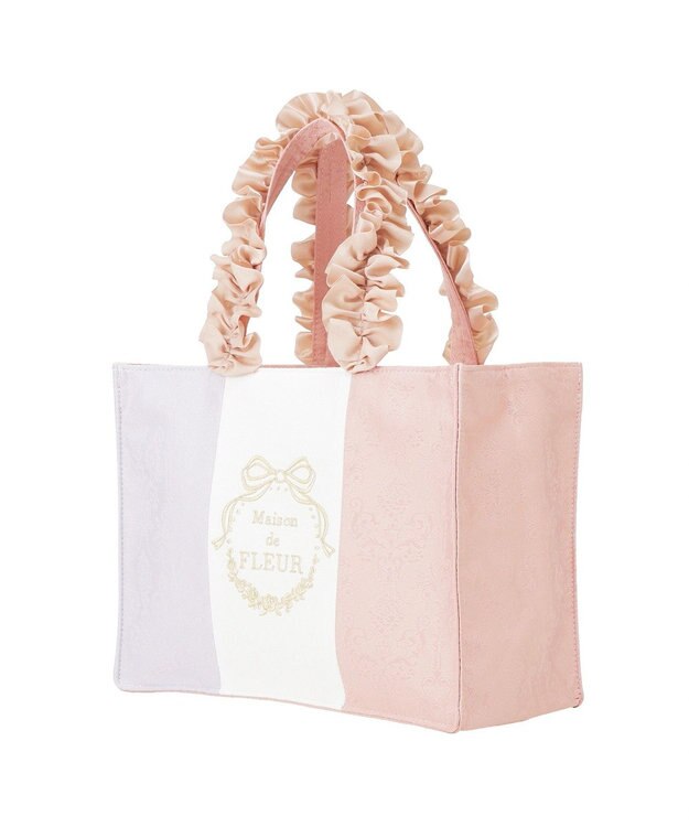 Maison de FLEUR トリコロールフリルハンドルトートバッグ Multi