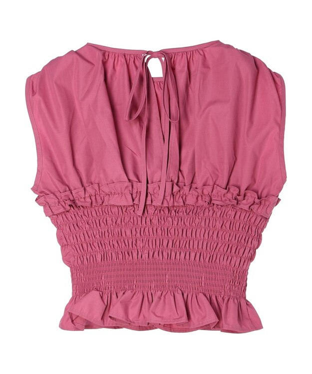 Green Parks シャーリングデザインコルセット風ブラウス Pink