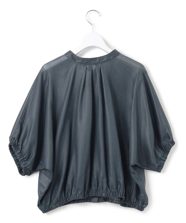 23区 【洗える】ソフトシアーフィルム コンパクト ブラウス ダークグリーン系