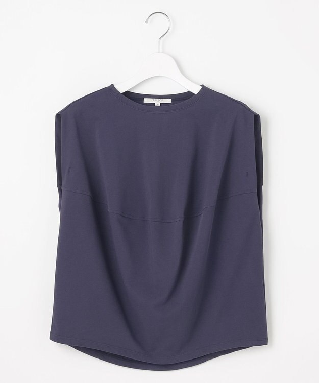 23区 L 【SLOW/一部店舗限定】ライトツイストコットン 切り替えデザイン Tシャツ パープル系
