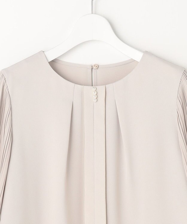 ANY SIS プリーツスリーブ ブラウス グレージュ