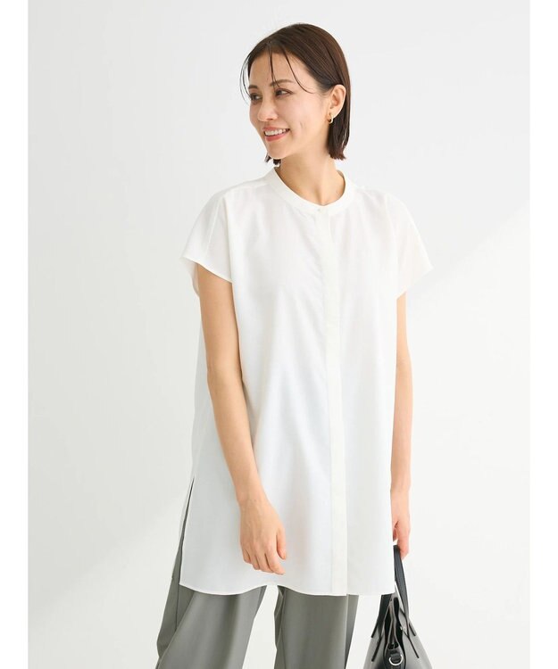 Green Parks 接触冷感　比翼ボタンチュニック Off White