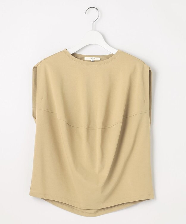 23区 【SLOW/一部店舗限定】ライトツイストコットン 切り替えデザイン Tシャツ モスグリーン系