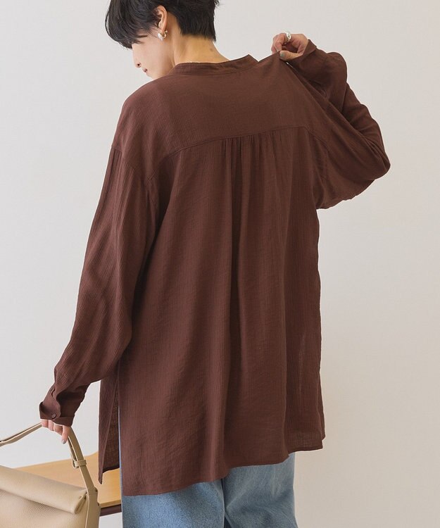 AMERICAN HOLIC 楊柳バンドカラーシャツ Brown