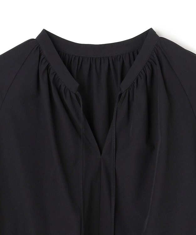 UNFILO L レースヘム ギャザーブラウス ブラック