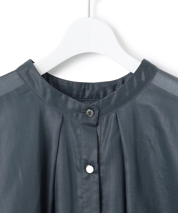 23区 S 【洗える】ソフトシアーフィルム コンパクト ブラウス ダークグリーン系