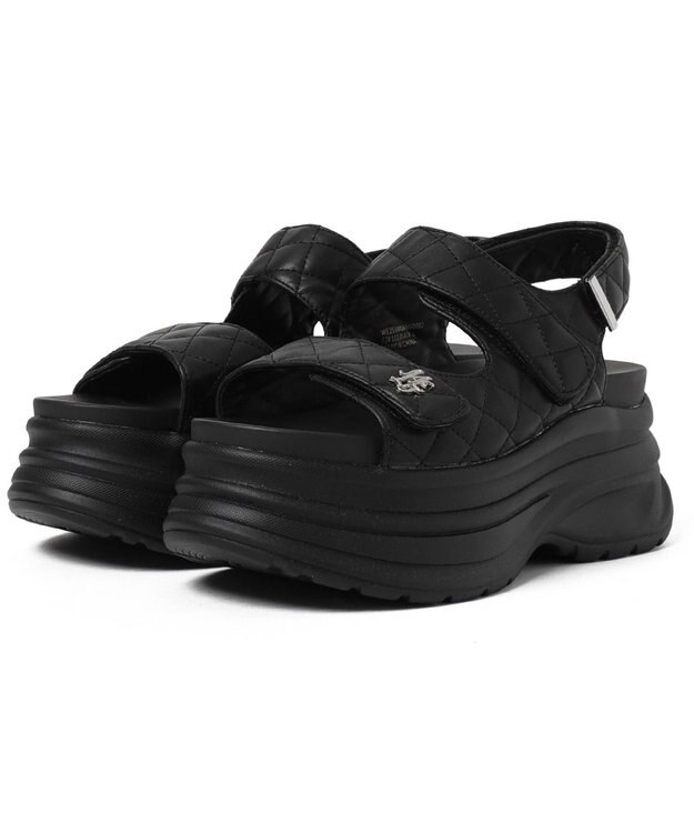 WEGO 【MLサイズ展開】厚底キルティングサンダル ブラック