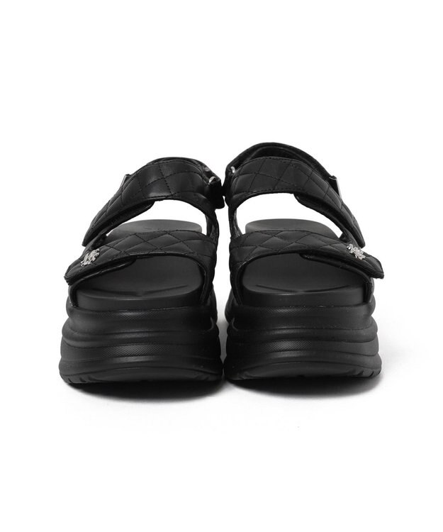 WEGO 【MLサイズ展開】厚底キルティングサンダル ブラック