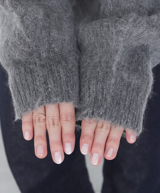 WEGO モヘアタッチBROOKLYNロゴニット グレー