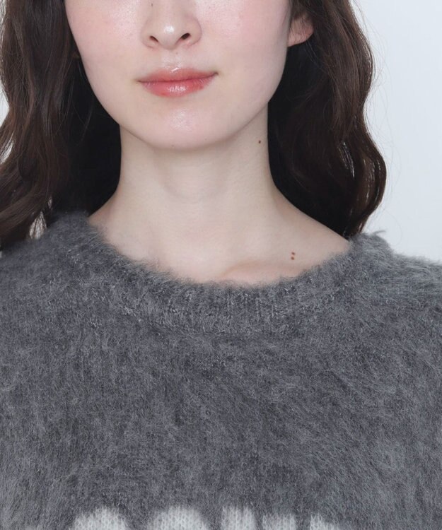 WEGO モヘアタッチBROOKLYNロゴニット グレー