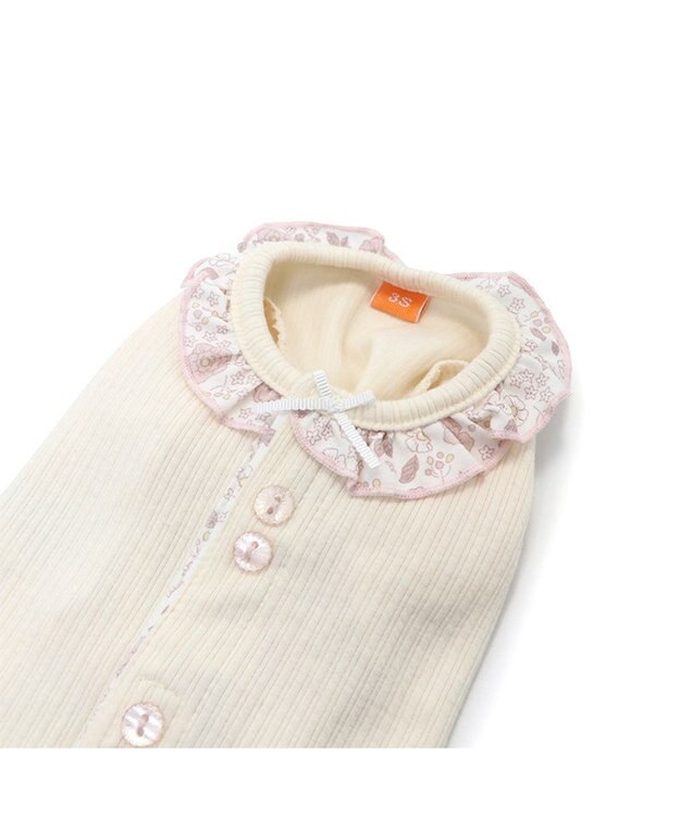 PET PARADISE 花柄 フリル 背中開き Tシャツ 小型犬 白~オフホワイト