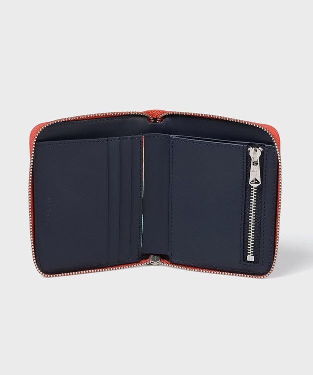 Paul Smith アーティストストライププラー ラウンドジップ2つ折り財布 オレンジ
