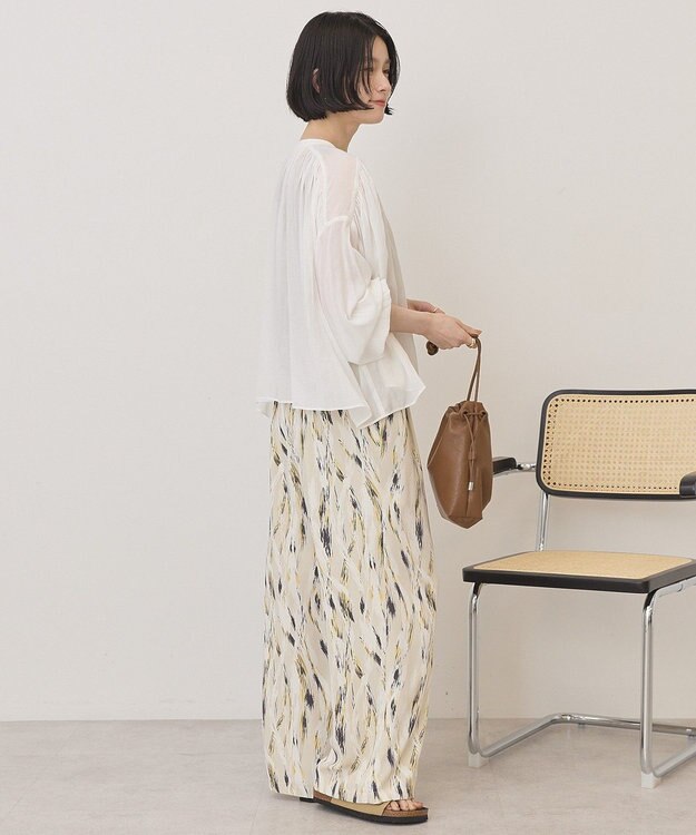 AMERICAN HOLIC スキッパーギャザーブラウス Off White