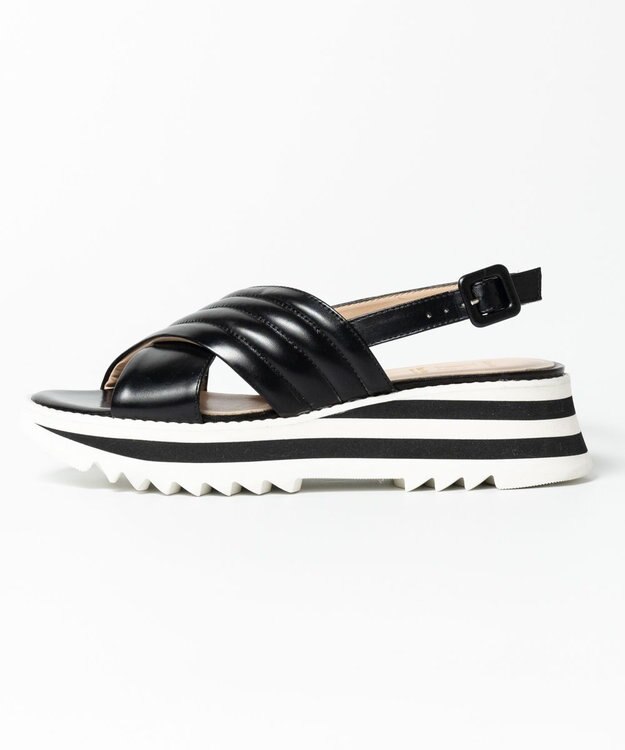 BONTRE 【LucaGrossi/ルカグロッシ】厚底クロスベルトストラップサンダル ブラック