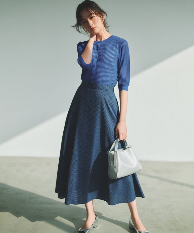 組曲 L 【先行予約・前後着用可】レーシーニット カーディガン ブルー系