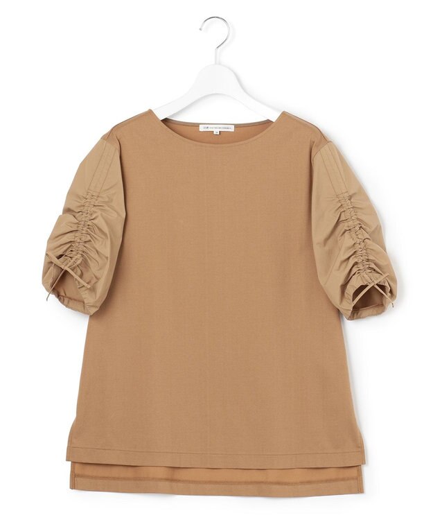 23区 L 【洗える】タックディテールプルオーバー ギャザー カットソー キャメル系