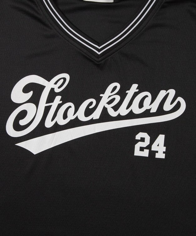 WEGO 【ユニセックス着用ITEM/2点セットネックレス付き/MLサイズ展開】アクセ付きラインリブメッシュプルオーバー ブラック