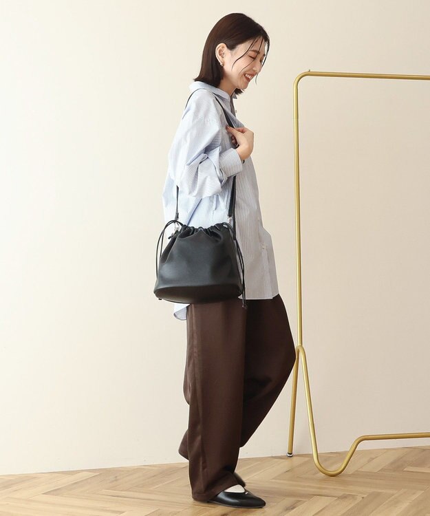 AMERICAN HOLIC 【イージーケア】バックギャザーリボンシャツ Sax