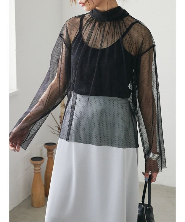 Green Parks AnriettMusee ドットチュール２ＷＡＹボウタイブラウス Black