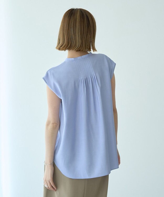 YECCA VECCA 【接触冷感】COOLバックピンタックブラウス Blue