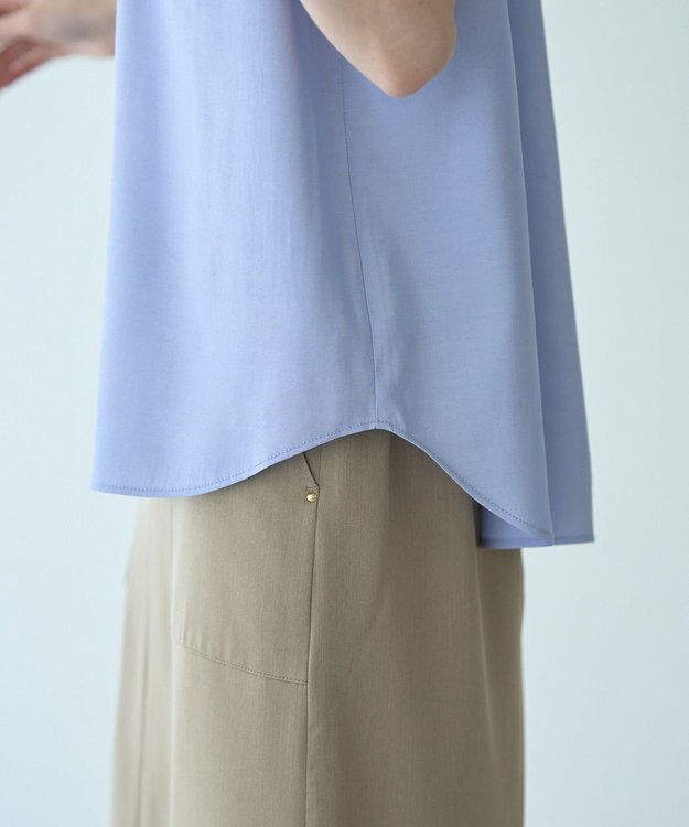 YECCA VECCA 【接触冷感】COOLバックピンタックブラウス Blue