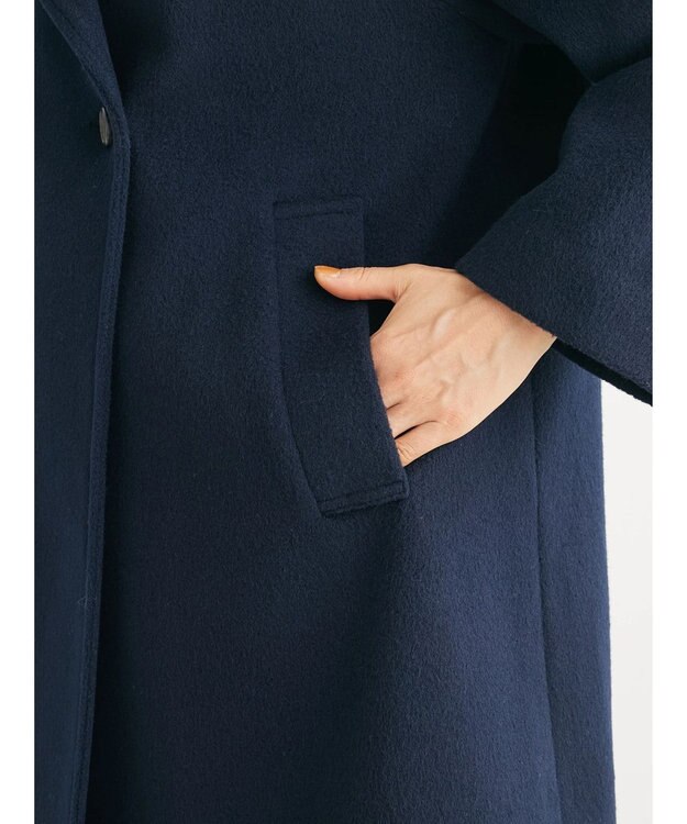 Green Parks ビーバー調テーラードカラーコート Navy