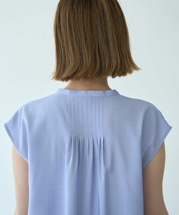 YECCA VECCA 【接触冷感】COOLバックピンタックブラウス Blue