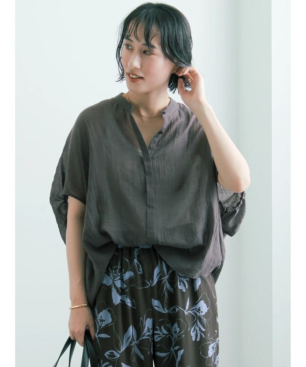 Te chichi 【7色展開】シャンブレーボイルドルマンシャツ チャコールグレー