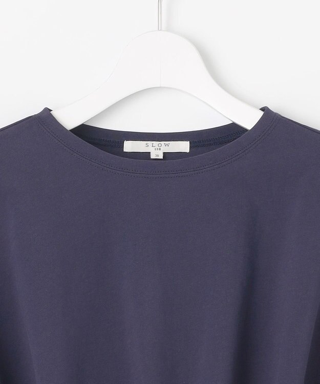 23区 L 【SLOW/一部店舗限定】ライトツイストコットン 切り替えデザイン Tシャツ パープル系