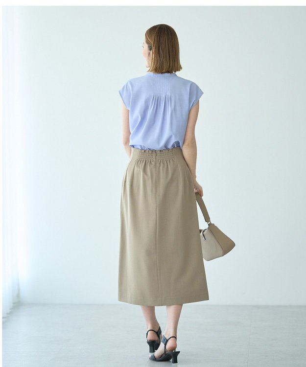 YECCA VECCA 【接触冷感】COOLバックピンタックブラウス Blue