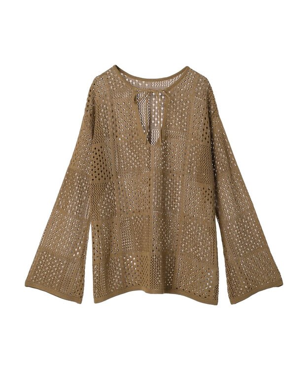 Green Parks ２ＷＡＹ透かし編みニットプルオーバー Beige