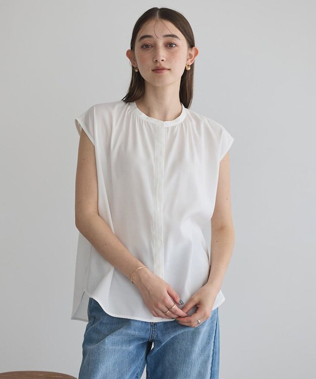 YECCA VECCA 【接触冷感】COOLバックピンタックブラウス Off White